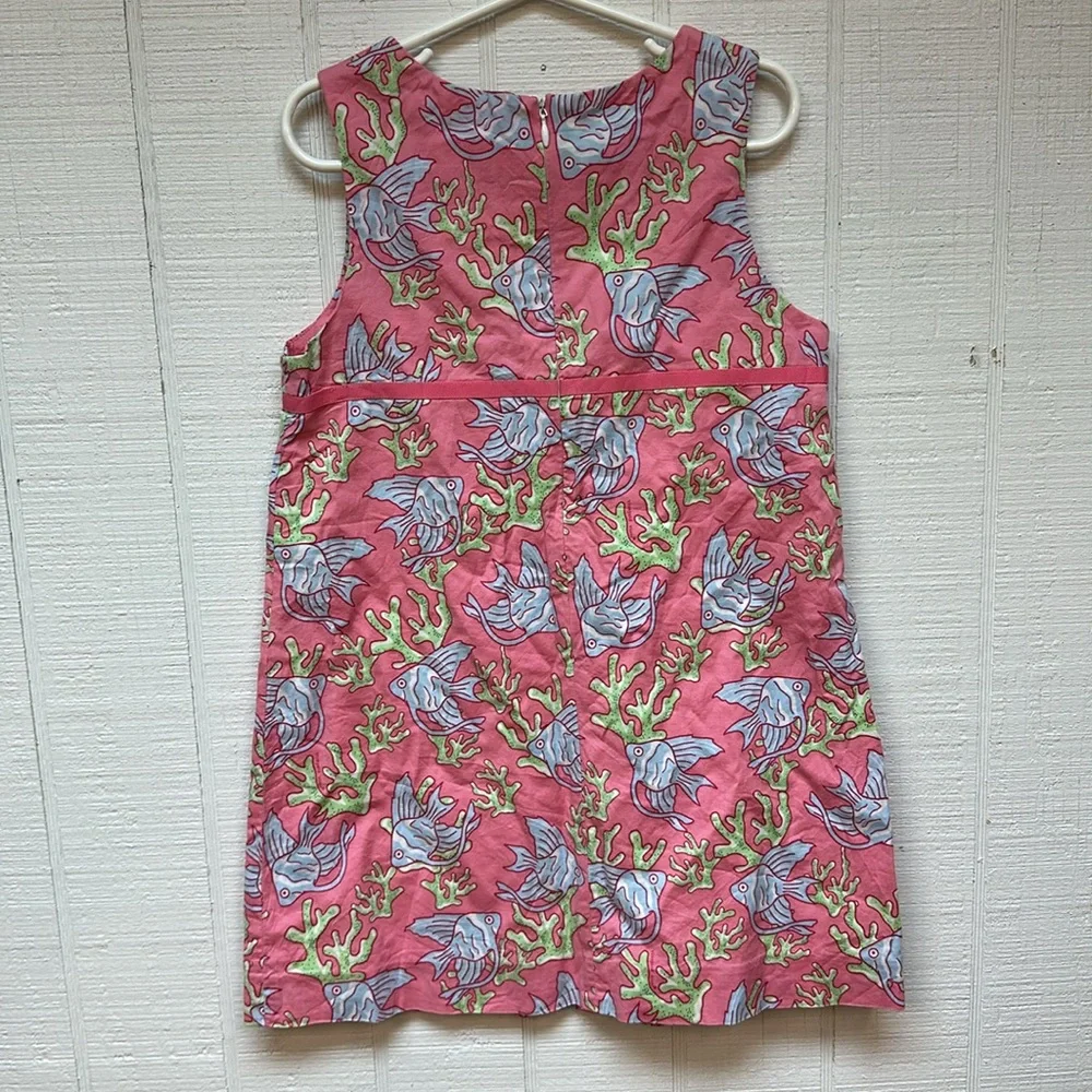 VINEYARD VINES Fish & Coral Print Tunic Dress Pink Girls Size 6 Summer C…